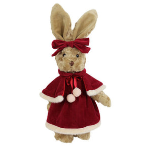 Rabbit In Red Velvet Christmas Dress