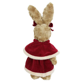 Rabbit In Red Velvet Christmas Dress
