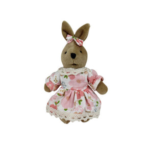 Mini Soft Rabbit With Pink Floral Dress