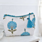 Aqua Shell Print Lined Wash Bag