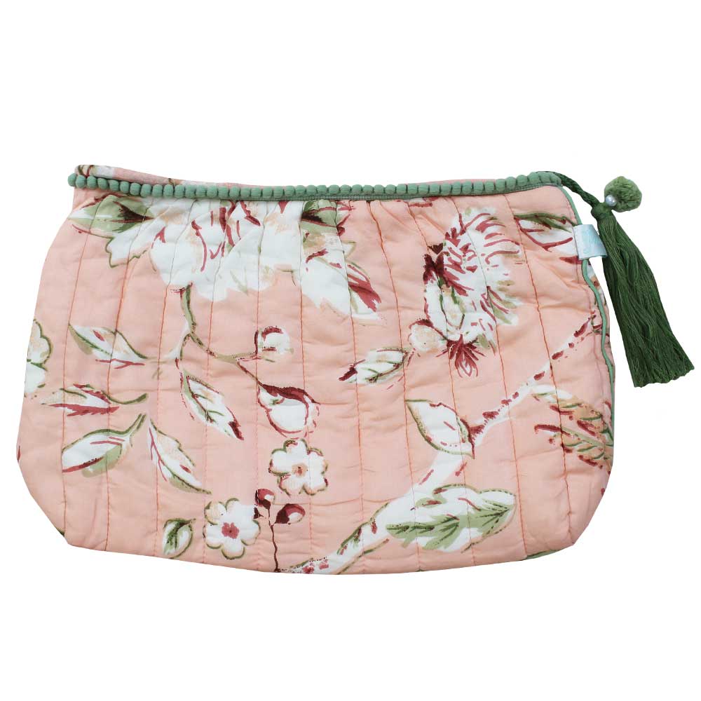 Peach Blossom Print Lined Wash Bag