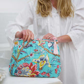 Blue Orchid Print Lined Wash Bag