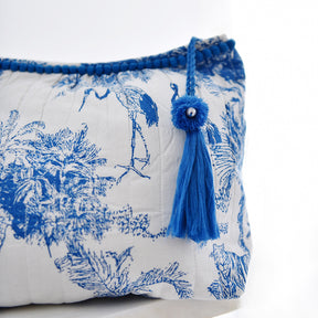 Blue & White Safari Toile De Jouy Print Lined Wash Bag