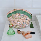 Peach And Green Print Balloon Shaped Wash Bag