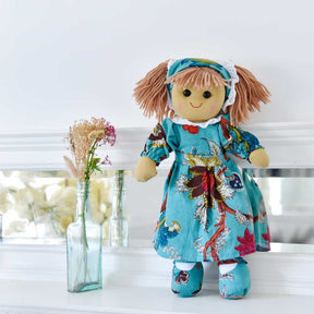 40cm Teal Exotic Flower Dress Rag Doll