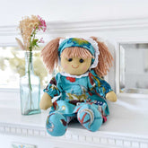 40cm Teal Exotic Flower Dress Rag Doll