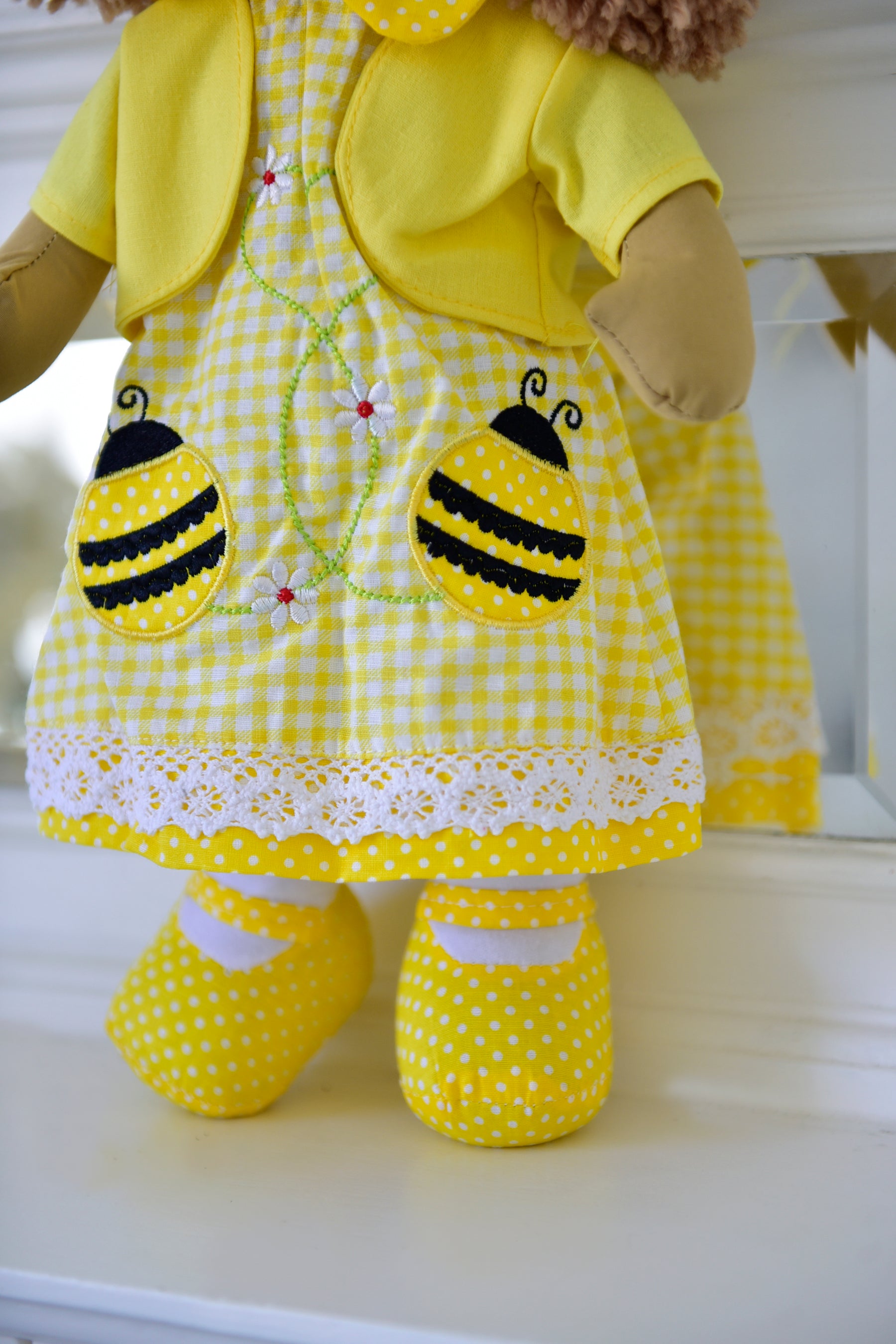 Yellow Bumble Bee Dress Rag Doll 40cm