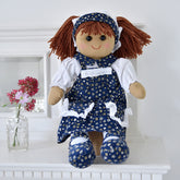 Dark Blue Floral Cord Print Dress Rag Doll 40cm