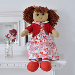 Floral & Goose Print Dress & Cardigan Rag Doll 40cm