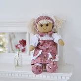 Blush Pink Floral Cord Print Dress Rag Doll 40cm