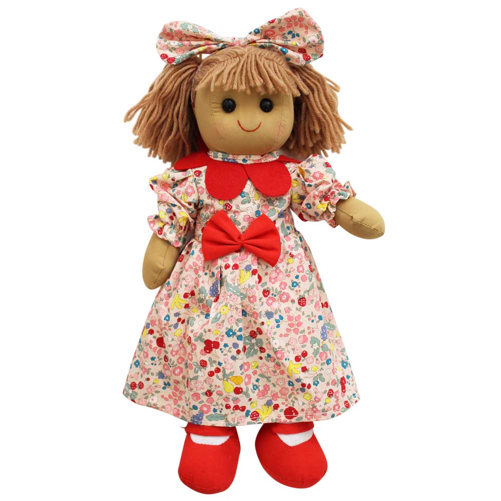 40cm Rag Doll With Printed Dress And Petal Collar