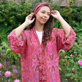 Red & Pink Paisley Viscose Summer Jacket