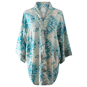 Turquoise, Cream & Gold Viscose Summer Jacket