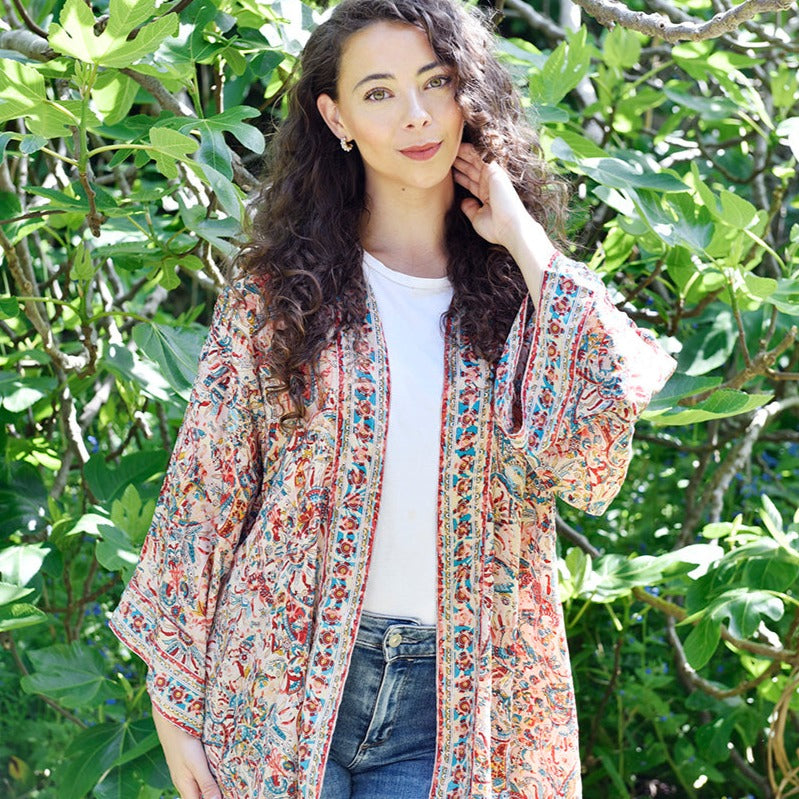 Red, Blue & Orange Paisley Viscose Summer Jacket