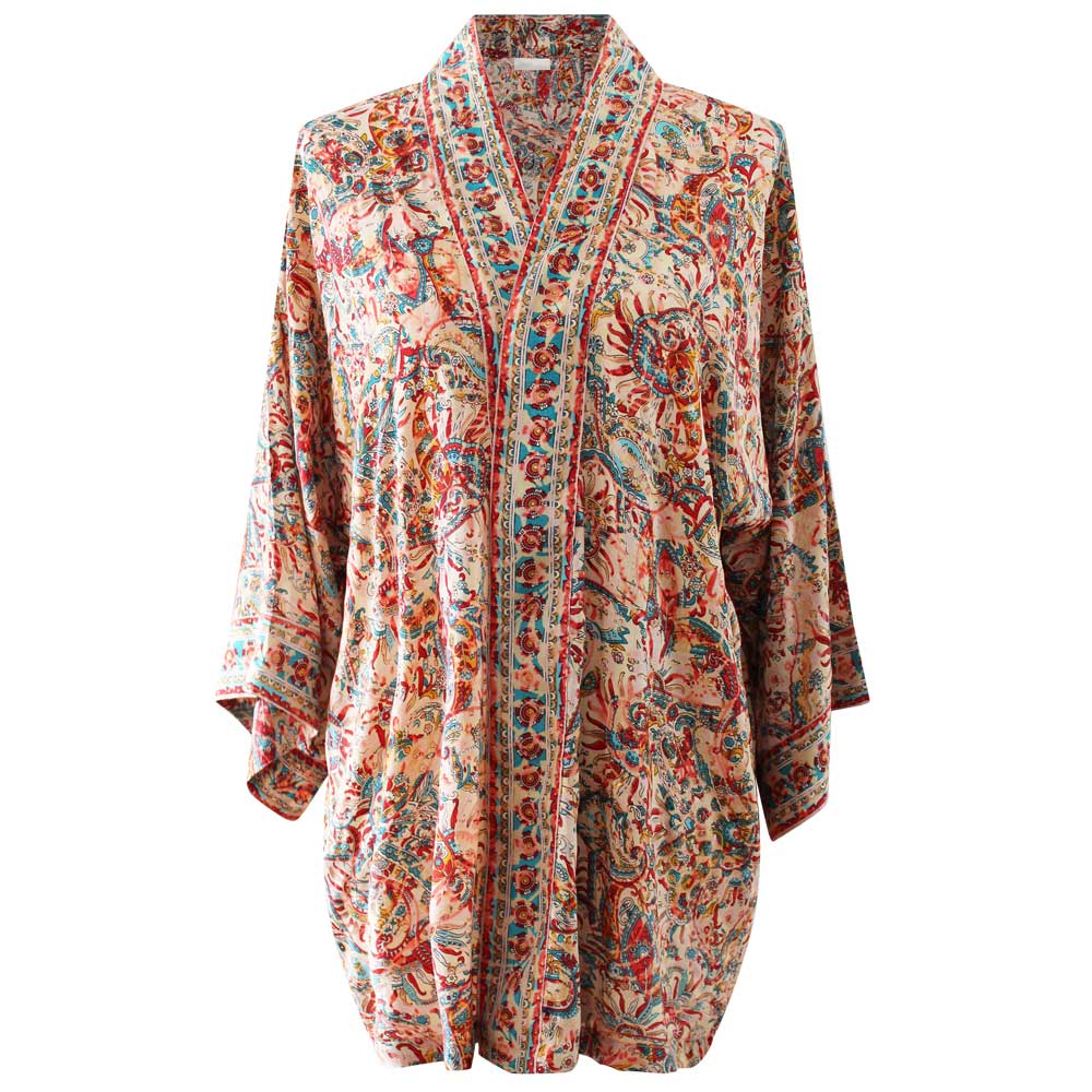 Red, Blue & Orange Paisley Viscose Summer Jacket