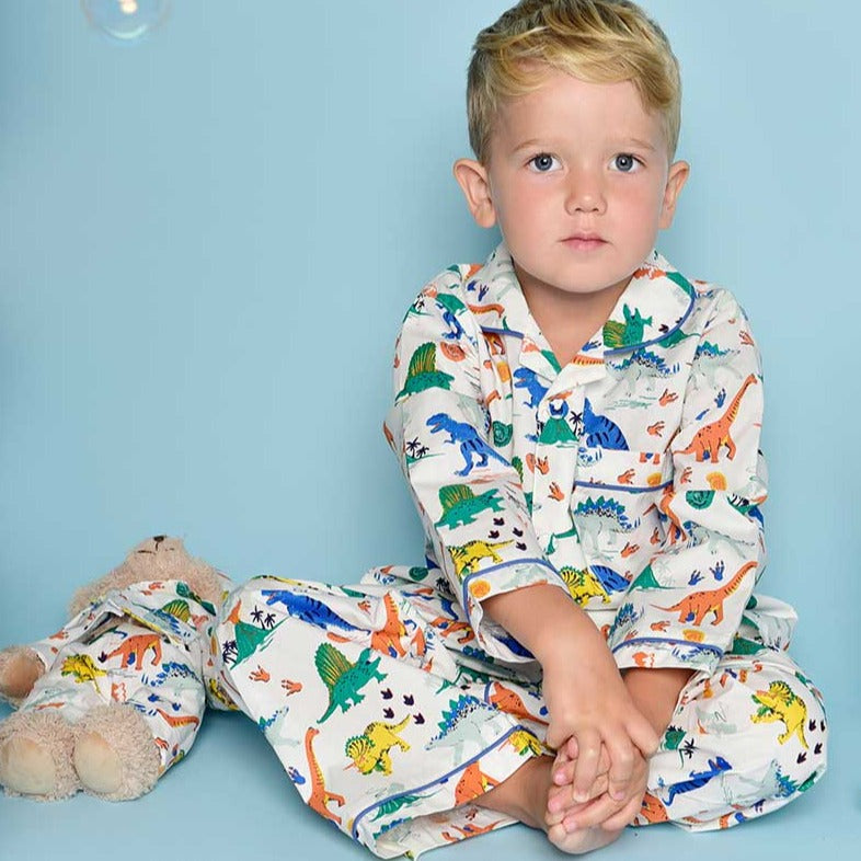 Colourful Dinosaur Print Traditional Pyjamas