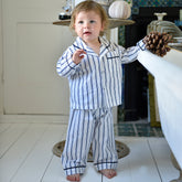 Ralph, White & Blue Halo Stripe Boys Traditional Cotton Pyjamas