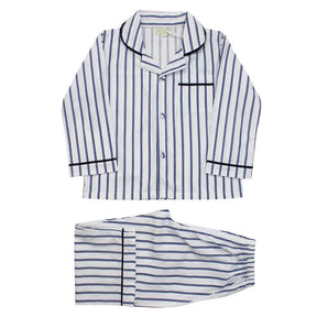 Ralph, White & Blue Halo Stripe Boys Traditional Cotton Pyjamas