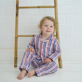 George, Blue, Red & White Stripe Boys Traditional Cotton Pyjamas