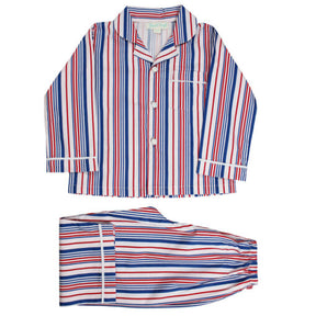 George, Blue, Red & White Stripe Boys Traditional Cotton Pyjamas