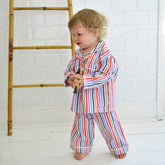 Frank, Multi Coloured Stripe Boys Traditional Cotton Pyjamas