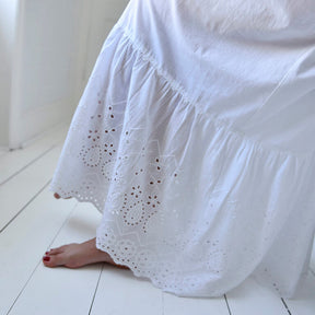 Clarissa, Embroidered, Long Sleeve , V Neck, Button Down Cotton Nightdress