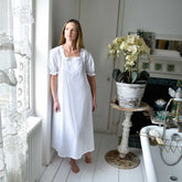 Audrey White Short Sleeve Embroidered Yolk Nightdress