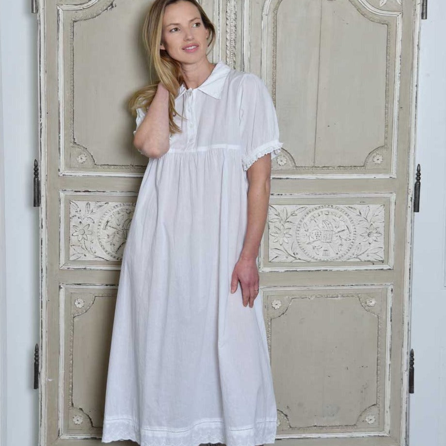 Agatha Embroidered Collar Cap Sleeves Nightdress