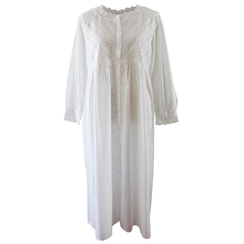 Olive Long Sleeve Nightdress With Diagonal Pin Tucking