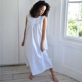 Veronica Ladies Sleeveless White Cotton Nightdress