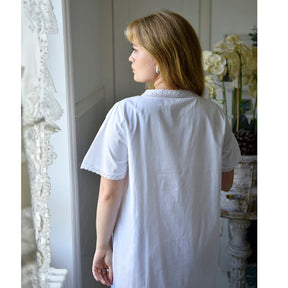 Sadie, Round Neck Button Down Cotton Nightdress With Short Sleeves