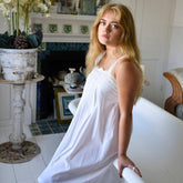 Nellie, Short Strappy Cotton Nightdress With Lace