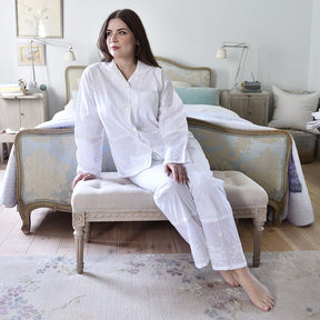 Julia White Embroidered Pyjamas