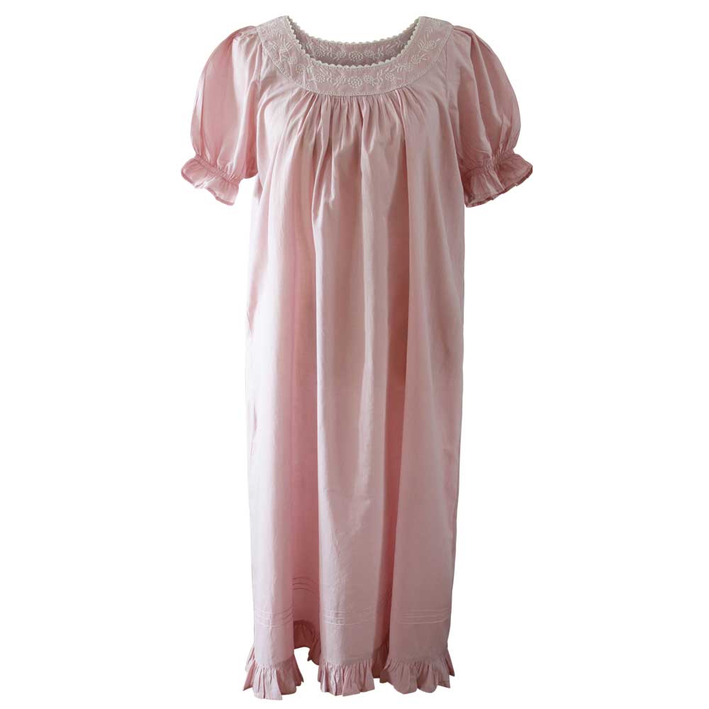 Pink Juliet Round Neck Puffed Sleeve Nightdress