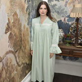 Anna - Green Long Sleeved Cotton Nightdress With Pin Tucking