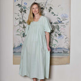 Green Valentina Square Neck Embroidered Nightdress