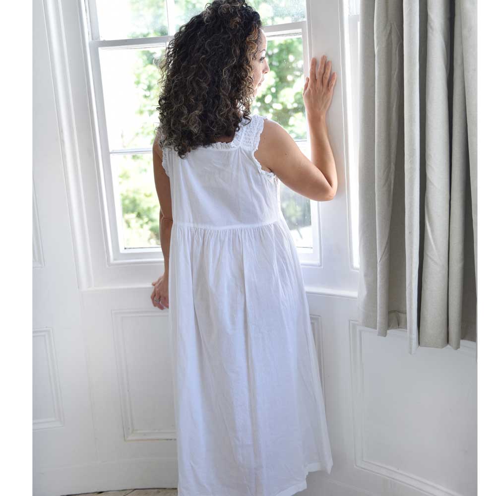 E.Femme Chemise De Nuit Ana 1160 100% Coton - Grande Taille, Sans Manches, Imprimé Fleuri Romantique