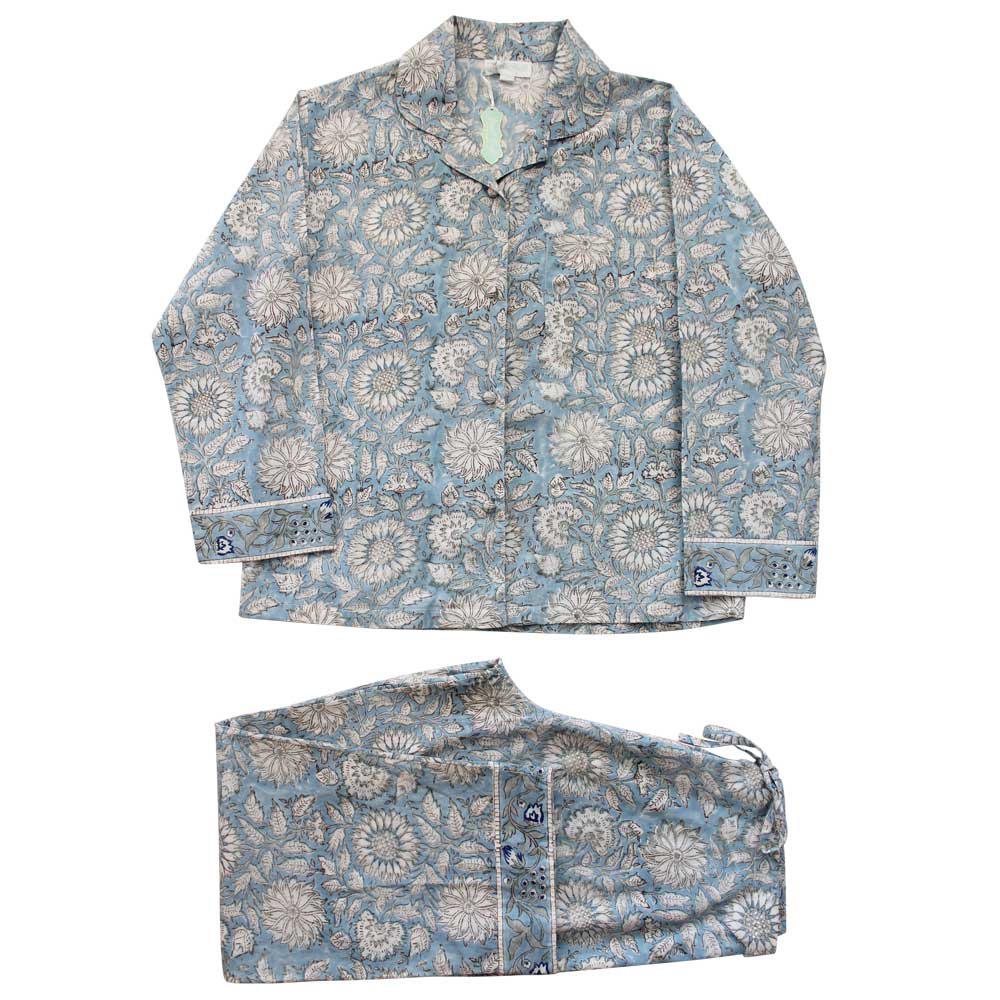 Cornflower Blue Floral Print Pyjamas