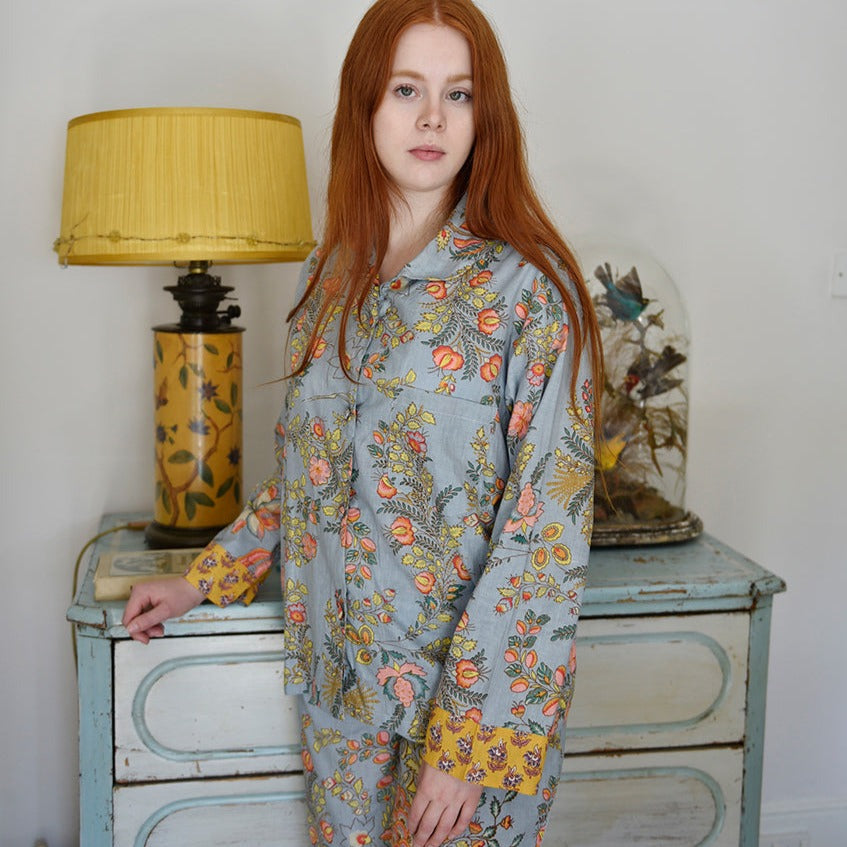 Mustard Floral Print Pyjamas