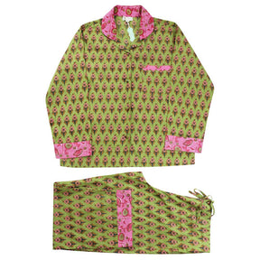 Lime Green & Pink Small Block Print Women’s Pyjamas
Info
