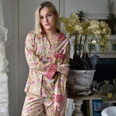 Yellow & Pink Carnation Print Pyjamas