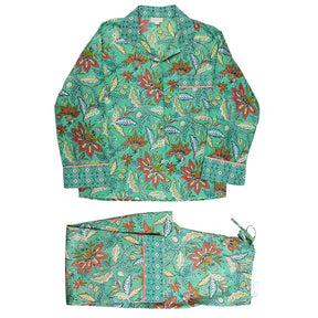 Turquoise, Pink & Olive Block Floral Print Pyjamas