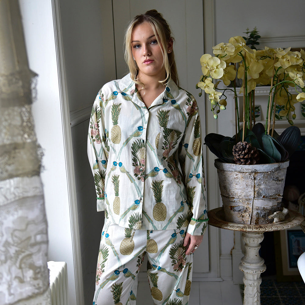 Bluebird & Pineapple Print Pyjamas
