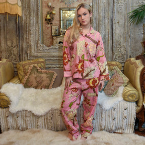 Pink, Cream & Burnt Orange Large Botanical Print Pyjamas
