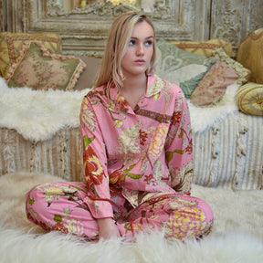 Pink, Cream & Burnt Orange Large Botanical Print Pyjamas