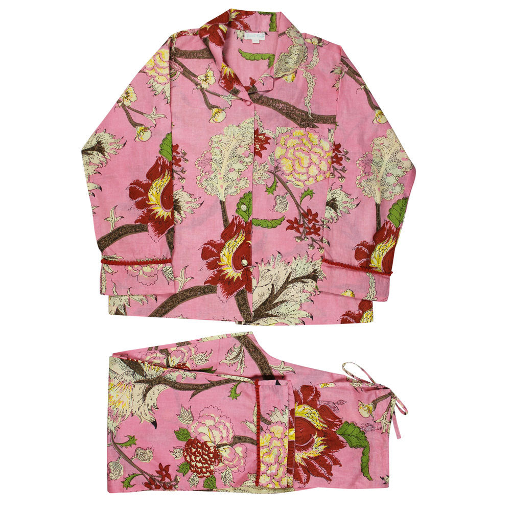 Pink, Cream & Burnt Orange Large Botanical Print Pyjamas