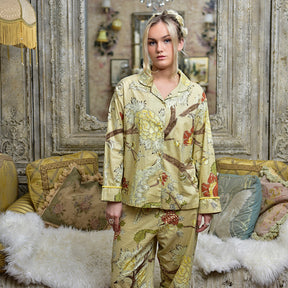Beige, Olive & Burnt Orange Large Botanical Print Pyjamas