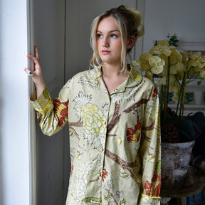 Beige, Olive & Burnt Orange Large Botanical Print Pyjamas