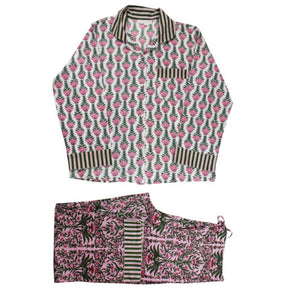 Pink & Green Damask Print Pyjamas