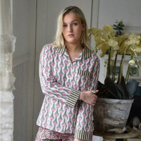 Pink & Green Damask Print Pyjamas